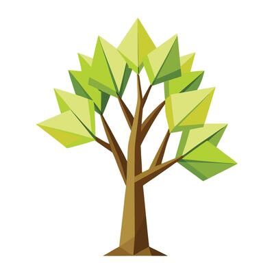 Designed Tree Flat Paper Leaf Style
