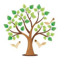 Flat Scroll Tree Leaf Design vector