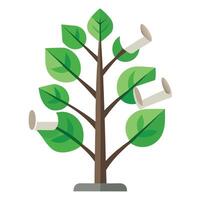 Designed Scroll Tree Flat Leaves Isolated on a white Background vector