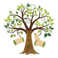Flat Scroll Tree Leaf Generation vector