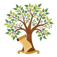 Generated Scroll Tree Flat Leaves vector