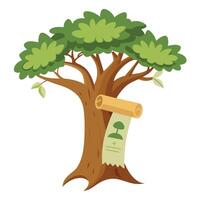Learning Tree Scroll Around Tree Trunk vector