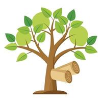 Creative Scroll Tree Flat Leaf Design vector