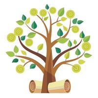 Flat Scroll Tree Leaves Design vector