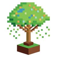 Digital Tree Pixel Explosion Canopy vector