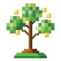 Designed Tree Pixel Leaves Flat Style vector