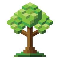 Digital Tree Pixel Leaves Design vector