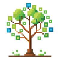 Abstract Pixelated Tree Digital Leaves vector