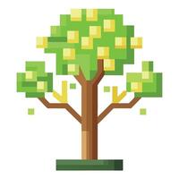 Designed Digital Tree Pixelated Leaf Concept vector