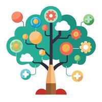Logic Tree Puzzle and Mind Map Leaves vector