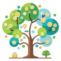 Puzzle and Mind Map Tree A Flat Design vector