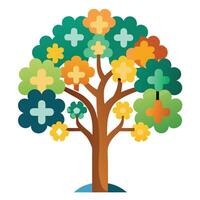 Puzzle Canopy Tree Connecting Pieces vector