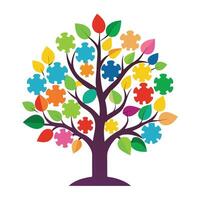 Abstract Tree Flat Puzzle Piece Leaves vector