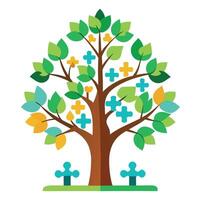 Strategy Tree Flat Puzzle Piece Leaves Generation vector