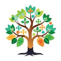 Problem Solving Tree Puzzle Piece Roots and Leaves vector