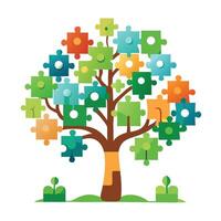 Puzzle Piece Trunk Tree A Flat Design vector