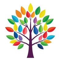 Rainbow Tree Colorful Flat Leaves vector