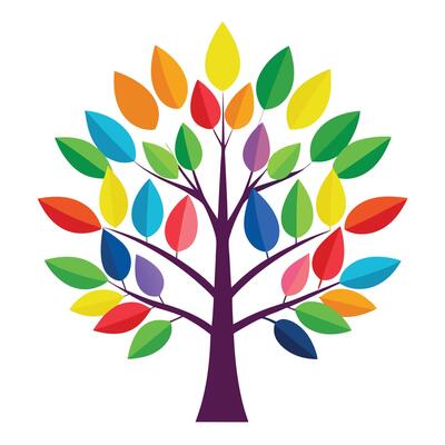 Rainbow Tree Colorful Flat Leaves