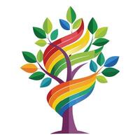 Creative Tree Rainbow Ribbon Canopy Generation vector