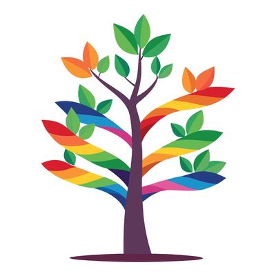 Rainbow Ribbon Tree Colorful Leaves Creation