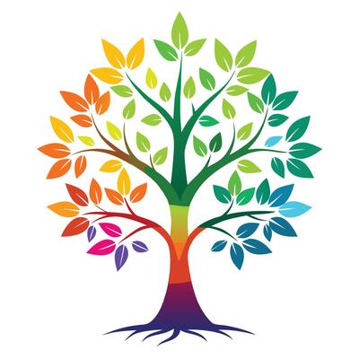 Colorful Tree Rainbow Gradient Leaves Generation