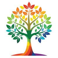 Abstract Tree Rainbow Gradient Leaves Generation vector