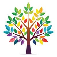 Creative Tree Rainbow Gradient Leaves Generation and isolated background vector