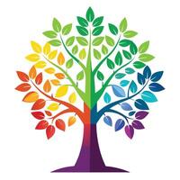 Modern Tree Rainbow Gradient Leaves Generation vector