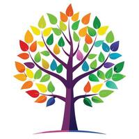 Colorful Design Tree Rainbow Gradient Leaves vector