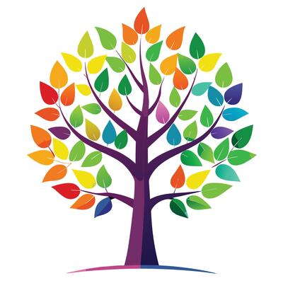 Colorful Design Tree Rainbow Gradient Leaves