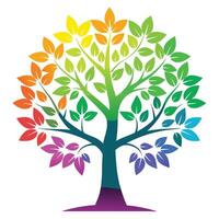Vibrant Tree Rainbow Gradient Leaves Generation vector