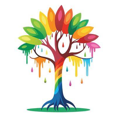 Abstract Tree Rainbow Leaves Melting