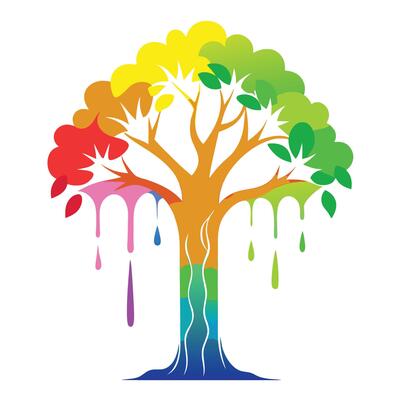Colorful Design Tree Rainbow Leaves Melting Down