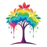 Melting Rainbow Tree Colorful Leaves vector