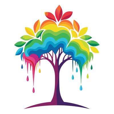 Melting Rainbow Tree Colorful Leaves