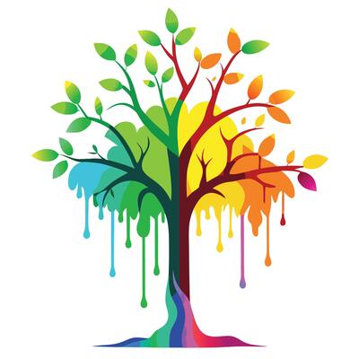 Creative Tree Rainbow Leaves with Melting Effect