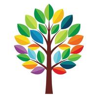 Vibrant Tree Rainbow Stripes Foliage vector