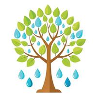Weather Tree Raindrop and Umbrella Leaves vector