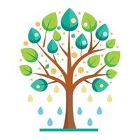 Umbrella and Raindrop Tree Weather Design vector