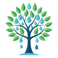 Water Tree Raindrop Trail Canopy Design vector