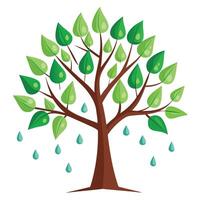 Raindrop Leaf Tree A Flat Style Creation vector