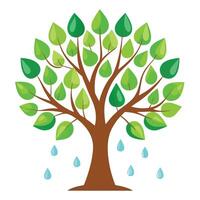 Water Tree Raindrop Shaped Leaf Design vector