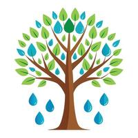 Weather Tree Raindrops as Branches vector