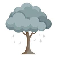 Rain Tree Flat Rainy Cloud Design vector