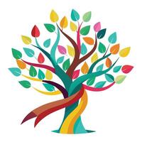 Designed Tree Flat Ribbon Leaves vector
