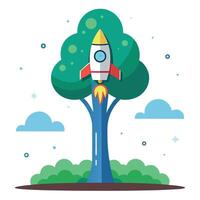 Rocketship Tree Launching from Trunk vector
