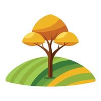 Landscape Tree Rolling Hills and Fields and isolated background vector