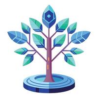 Futuristic Tree Sci-Fi Hologram Leaves vector