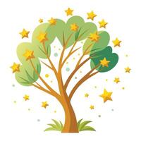 Designed Tree Flat Shooting Star Leaves vector