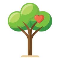 Designed Tree Simple Heart Shaped Canopy vector